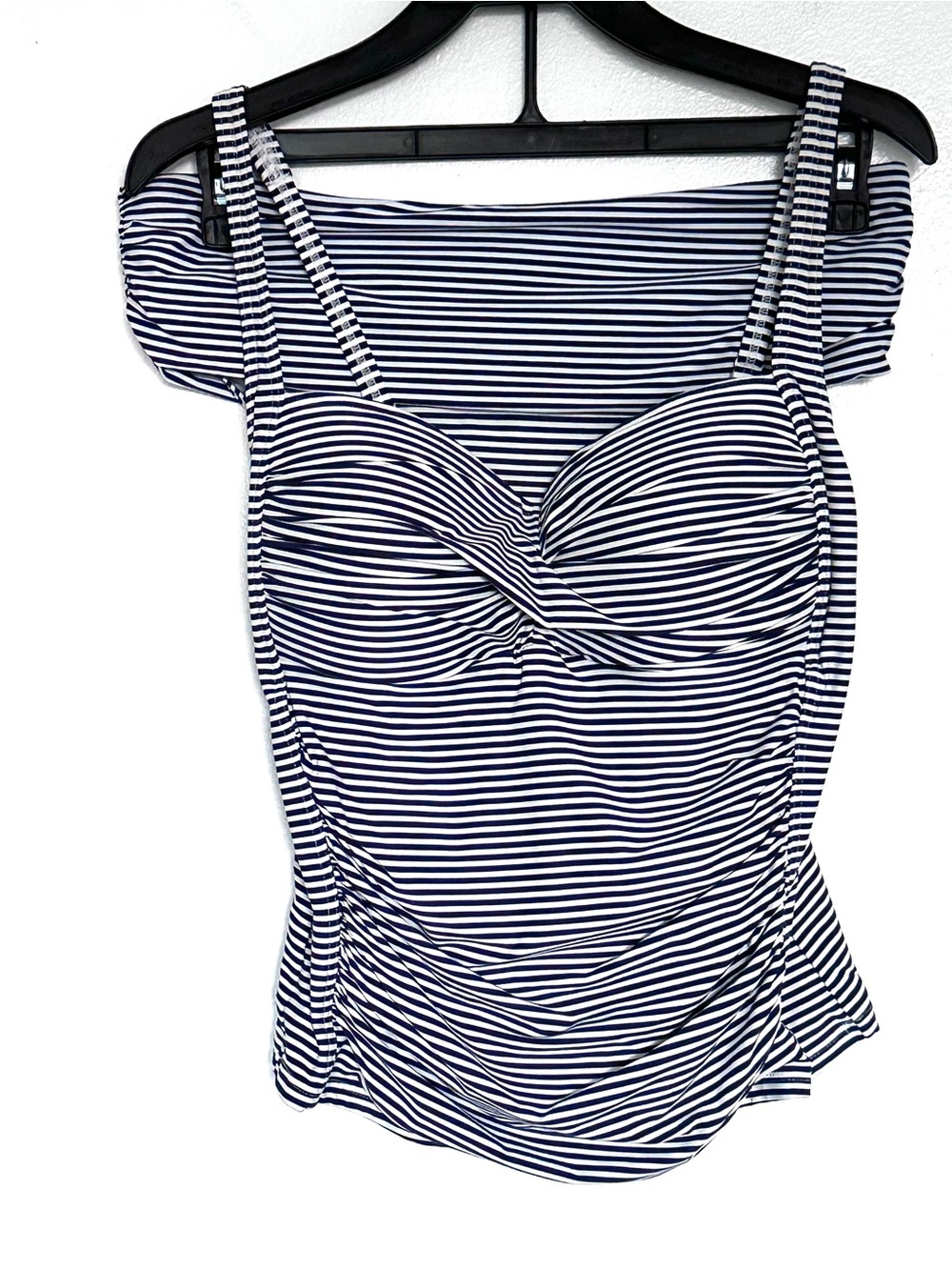2PC Bond Eye Tankini Set Women’s Size 10 Blue White Striped Ruched Padded